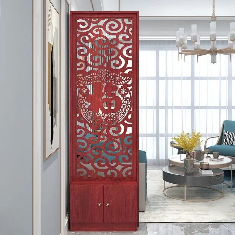 New Chinese Style Solid Wood Screen Partition Shoe Cabinet Integrated Entrance Storage Cabinet for Living Room Home Decor