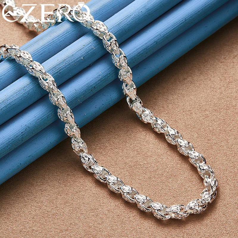 ALIZERO 925 Sterling Silver 20/24 Inch 5mm Faucet Chain Necklace For Men Women Fashion Wedding Engagement Party Fine Jewelry