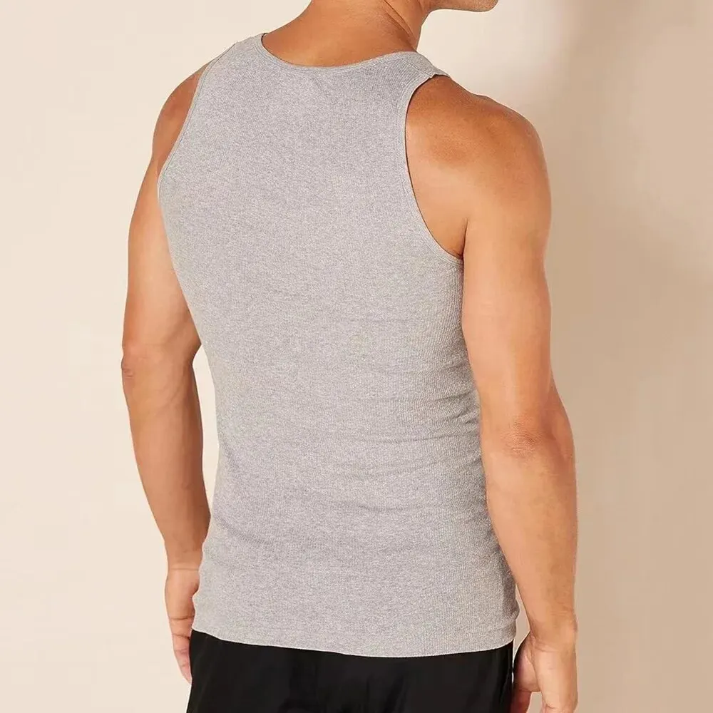 100% Cotton Mens Tank Top Undershirt Cotton Slimming Body Shaper Vest Workout Abs Abdomen Tummy Control Basic Compression Shirt