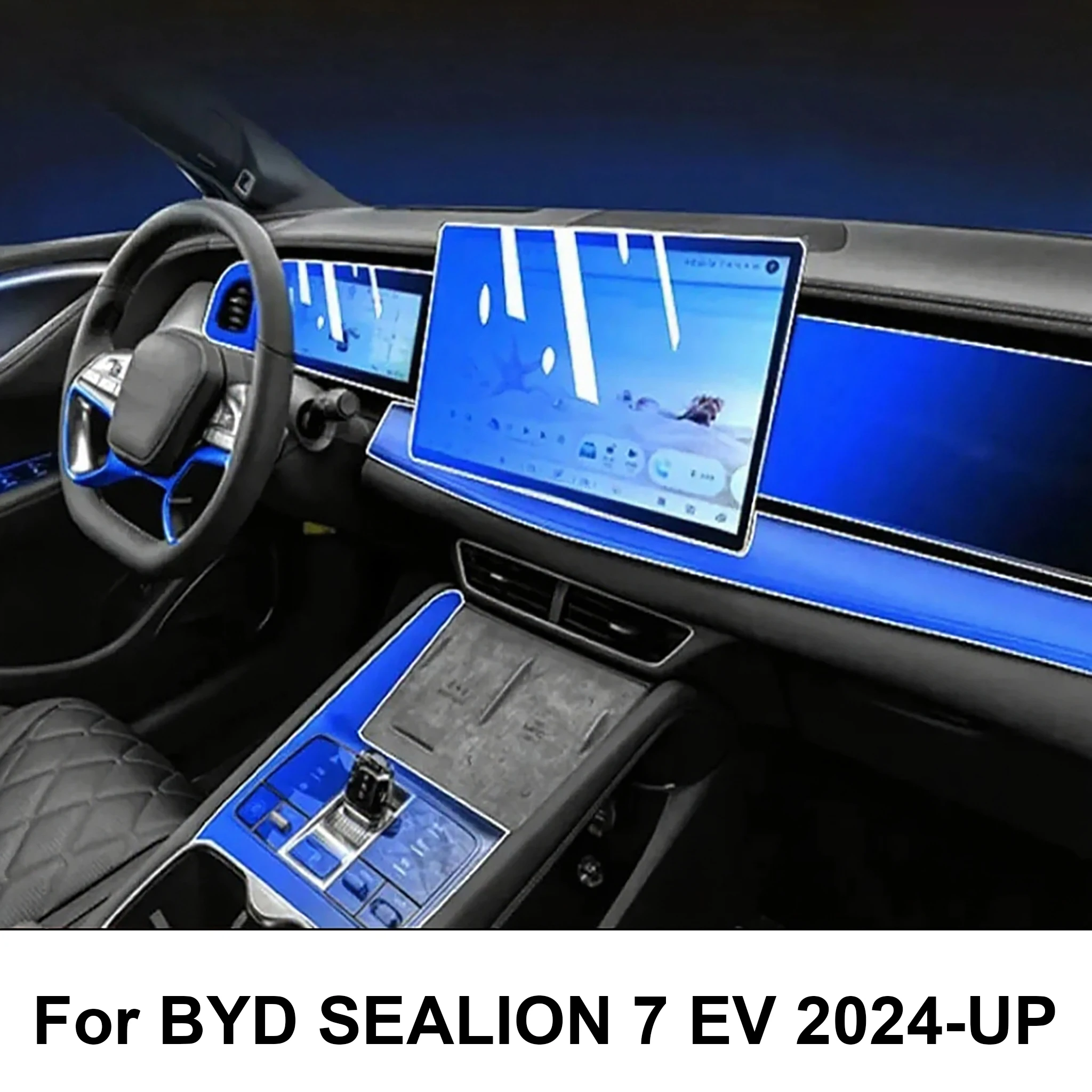 Für BYD SEALION 7 EV 2024-2026 TPU Innenraum-Bildschirmschutzfolie Transparente TPU Mittelkonsolen-PPF-Schutzfolie – Detail 2