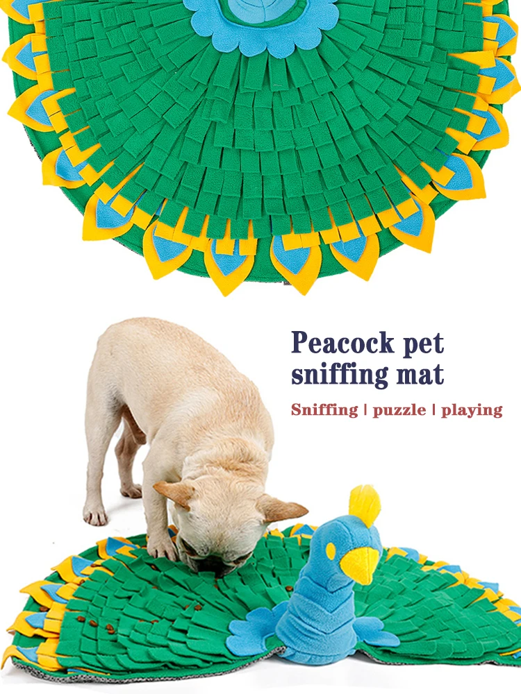 

Peacock pet sniffing mat pad blanket washable Tibetan Slow food training dog toys puzzle decompression puppy supplie accessories