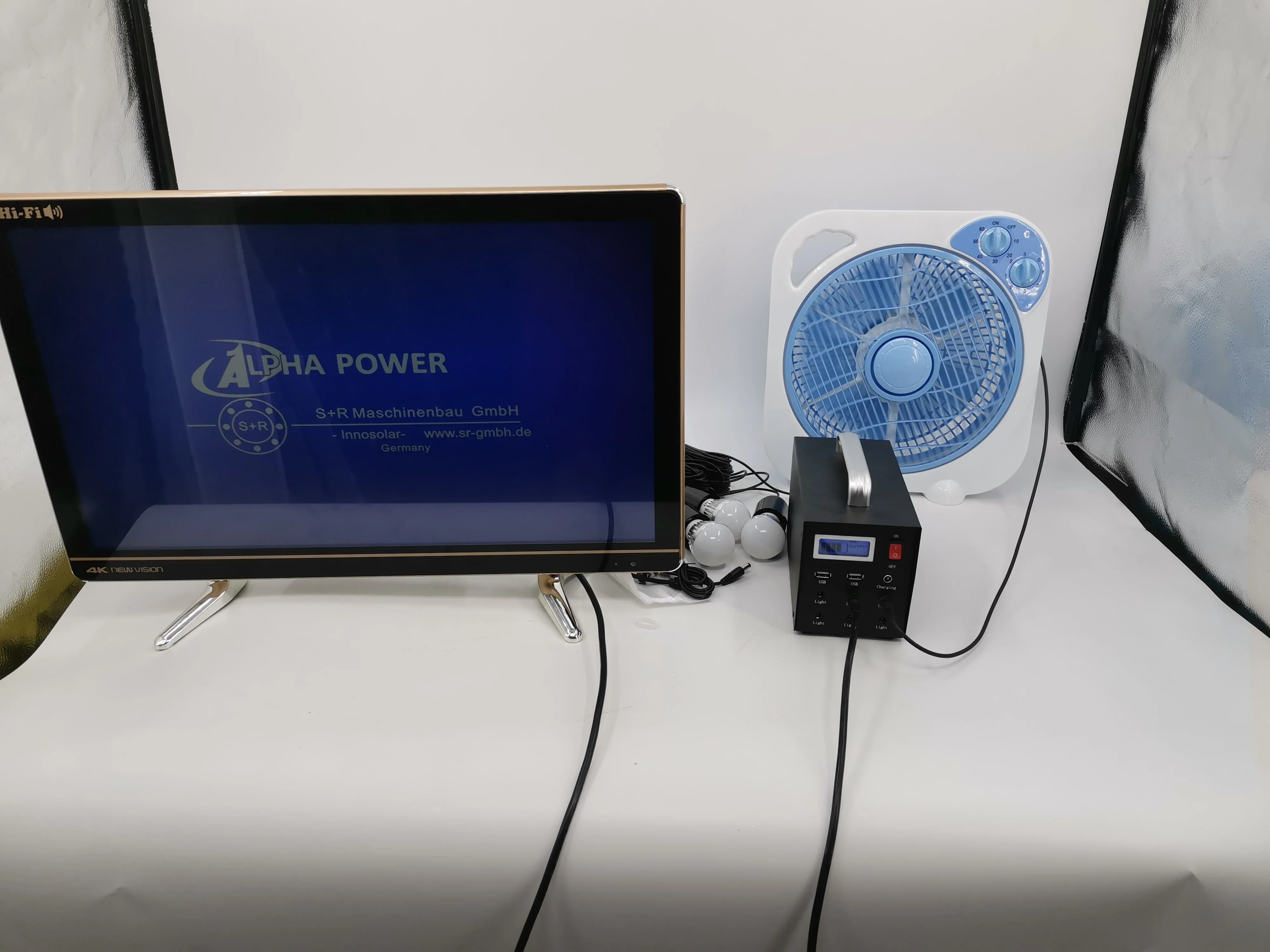 Generador de energía solar portátil AC/DC, 500W, con ventilador, TV, carga móvil