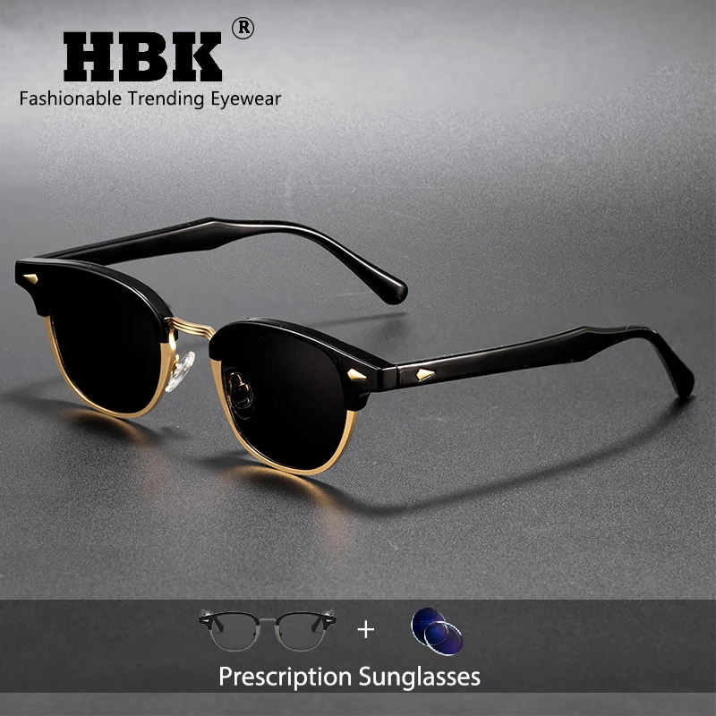 HBK Classic Men Prescription Sunglasses Round Frame Customized Optical Sun Glasses Women Business Outdoor Driving Eyewear