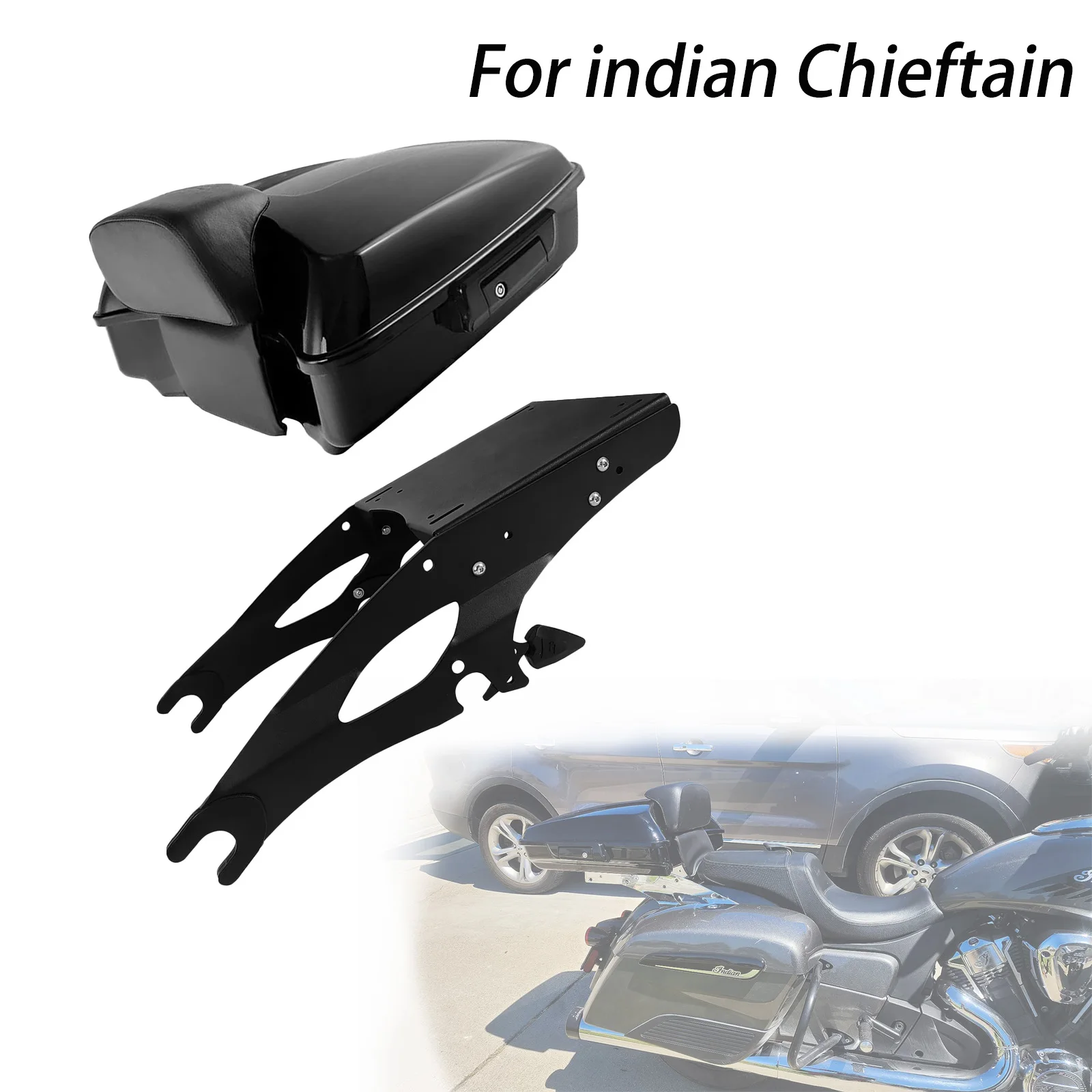 

Chopped 10.7" For Indian Chieftain Roadmaster Challenger 2014-2025 Top Case Box Motorcycle Suitcases Trunk With Luggage Rack