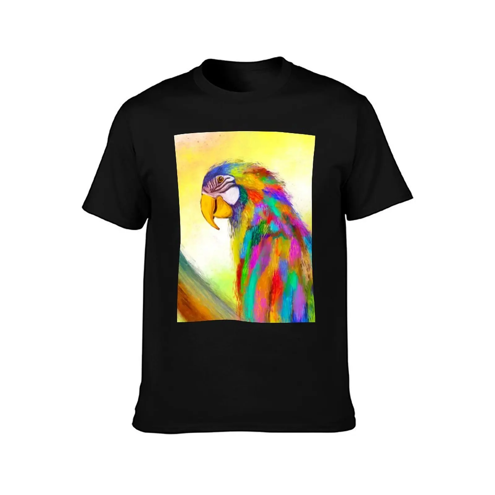 Colourful Parrot T-Shirt vintage anime shirt oversized graphic tee boys animal print mens graphic t-shirts anime