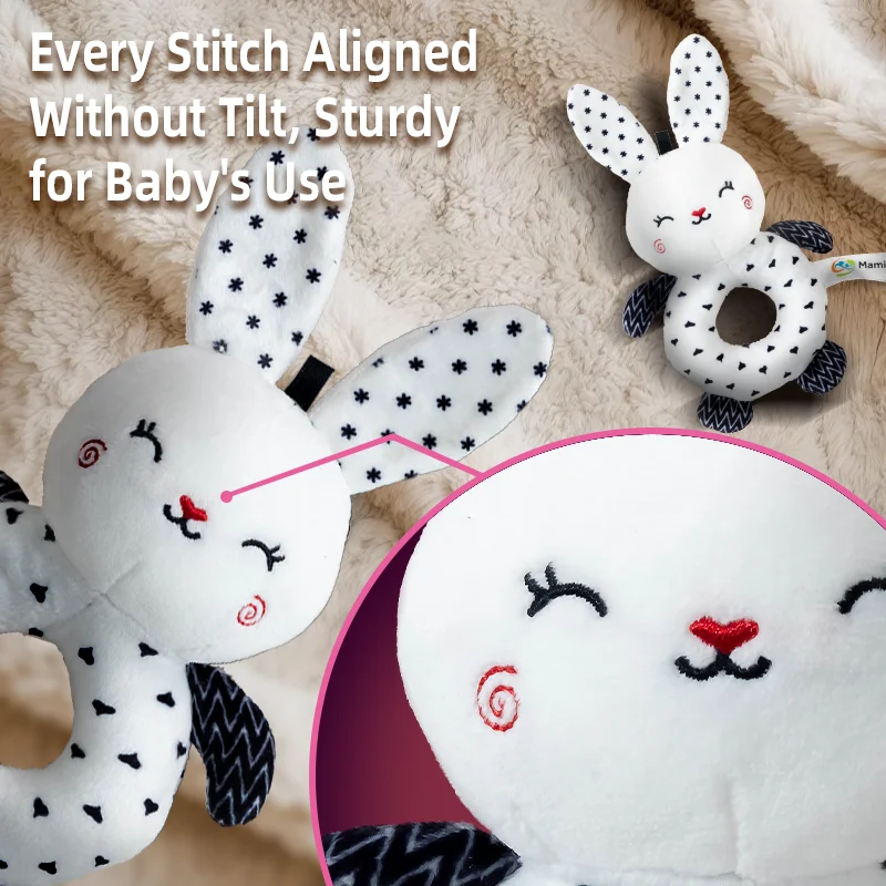 لعبة خشخيشة تسنين للأطفال باللونين الأبيض والأسود - حلقة قبضة مناسبة لحديثي الولادة من 0 إلى 12 شهرًا، مثالية للتطوير المبكر