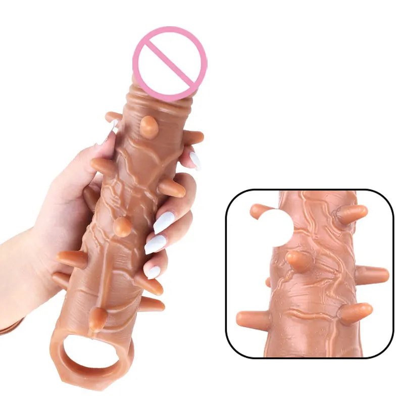 Reusable Penis Sleeve Extender Dildo Sex Toys For Man Vibrator 18+ Silicone Extension Reusable Condom Cock Sleeve Sex Shop