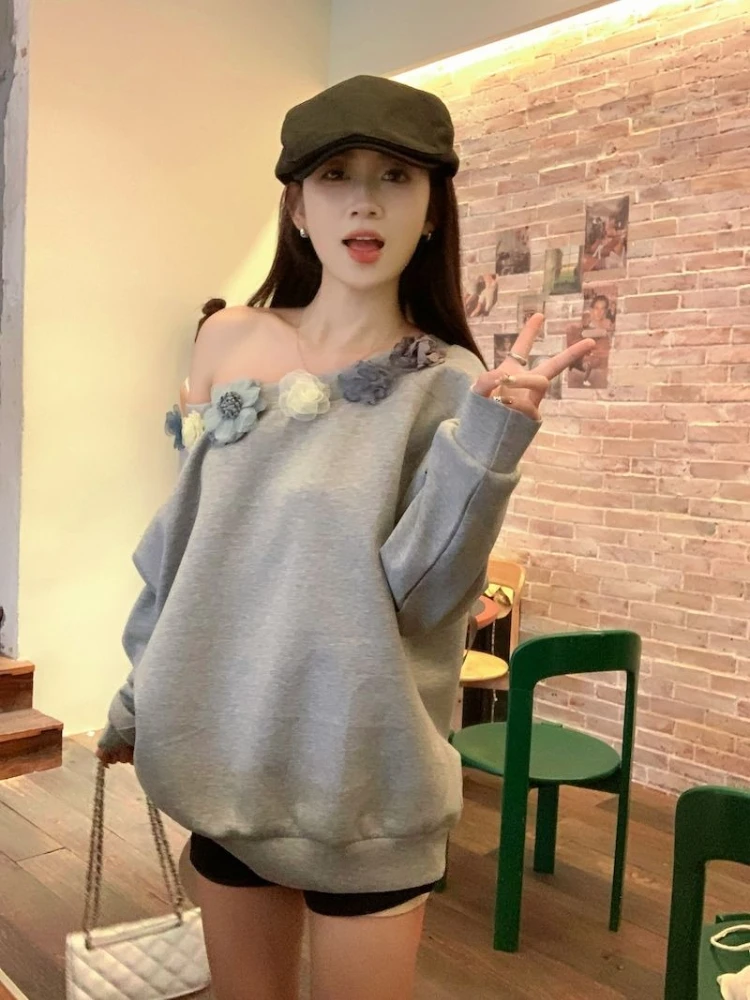 Lente en Herfst Bloem Lange Mouw Vrouwelijke Trui Top Dropshipping Sweatshirt Hoge Kwaliteit Emo Kpop 2000s Dames Sweatshirts