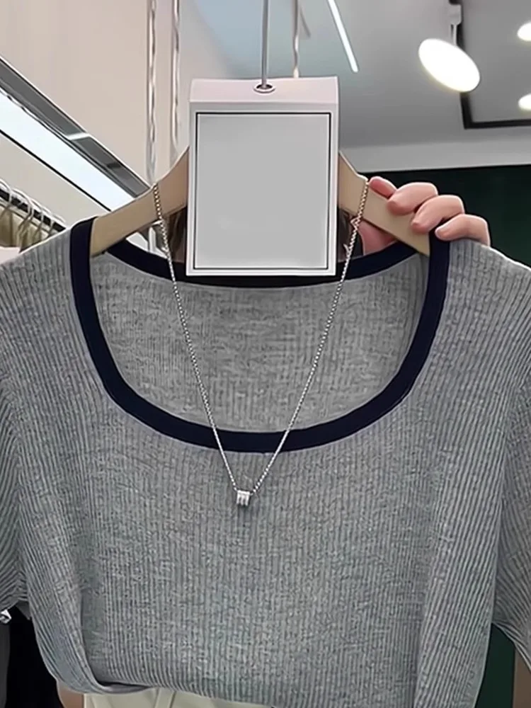 Design Sensation Color Blo tricots minceur aérien ort Sve trajet approprié été nouveau Sle femmes Faion haut