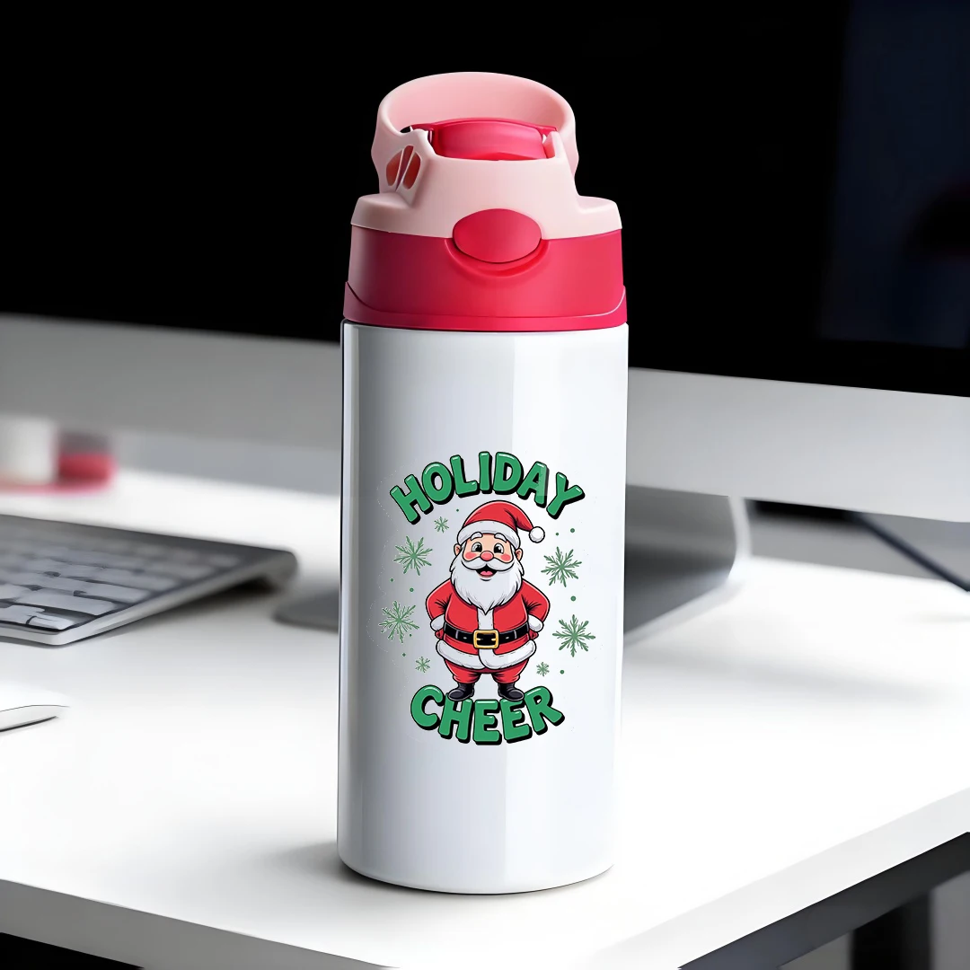 

304 Stainless Steel Insulated Cup Cartoon Santa Claus Straw Cup Childrens Insulated Water Bottle Holiday Gift MustHave for C