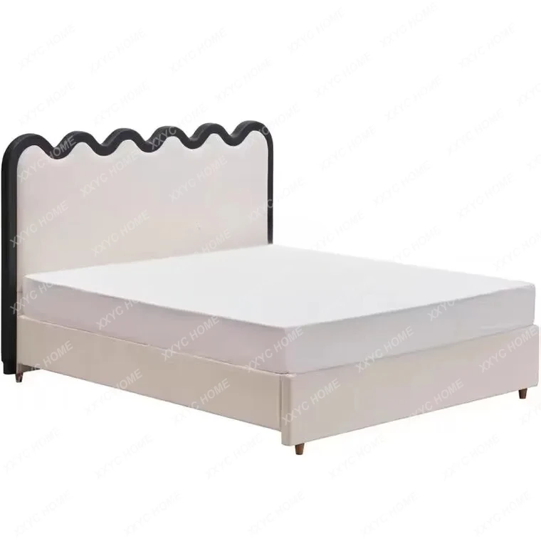 French Cream Style Fabric Bed Nordic Retro Affordable Luxury Bedroom Large Double Bed Marriage Bed Designer Model