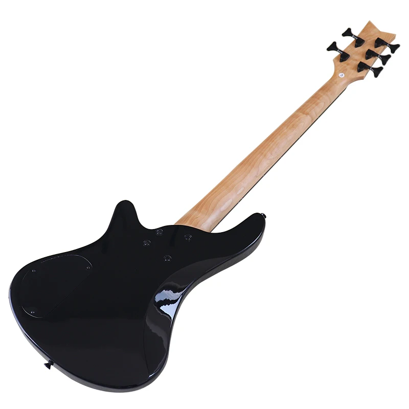 Fretless Electric Bass Guitar 5 String 43inch Solid Basswood Body Bass Guitar High Glossy Black Color