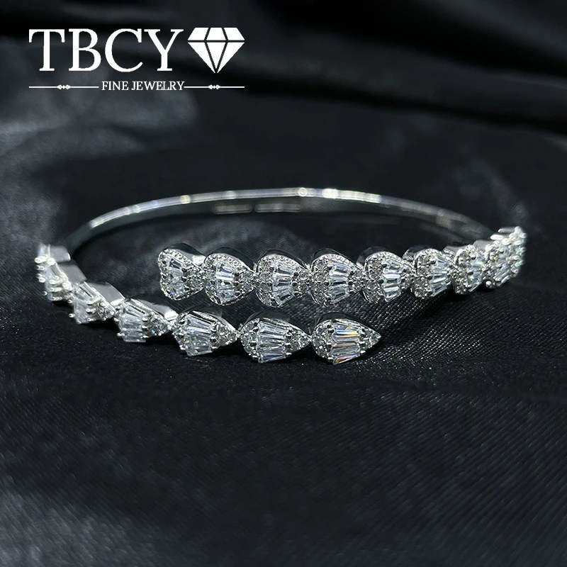 

TBCYD 100% настоящее серебро 925 пробы сердце капля воды браслет с кубическим цирконием для женщин обручальное свадебное очарование свадебные украшения