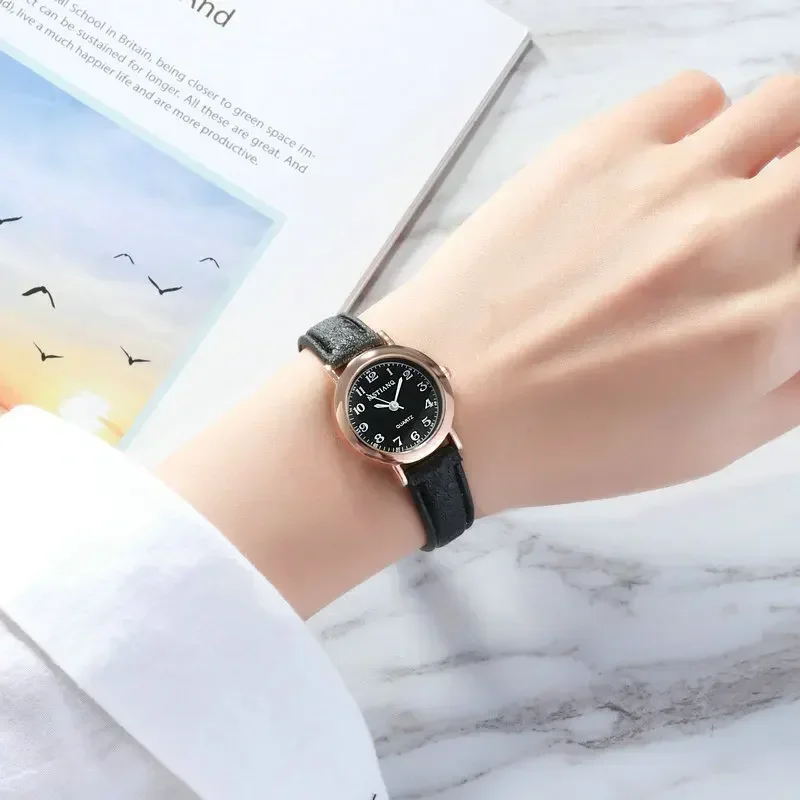 Simple Cute Ladies Watch Retro Thin Strap Small Dial Wristwatch Fashion Quartz Watches Minimalist Clock No Bracelet reloj mujer