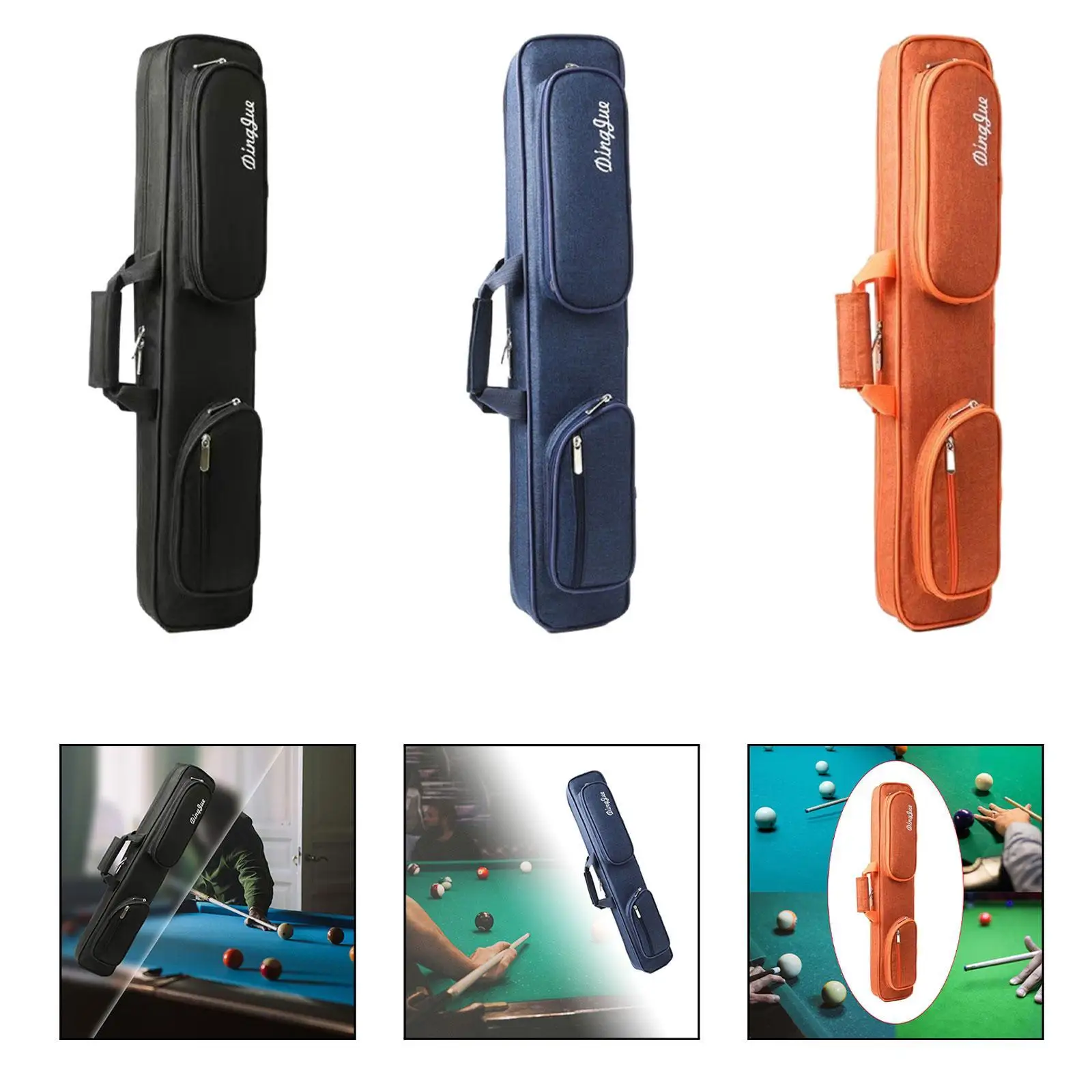 Pool Cue Case Scratch Resistant with Handle Lightweight Oxford Cloth 7 Holes