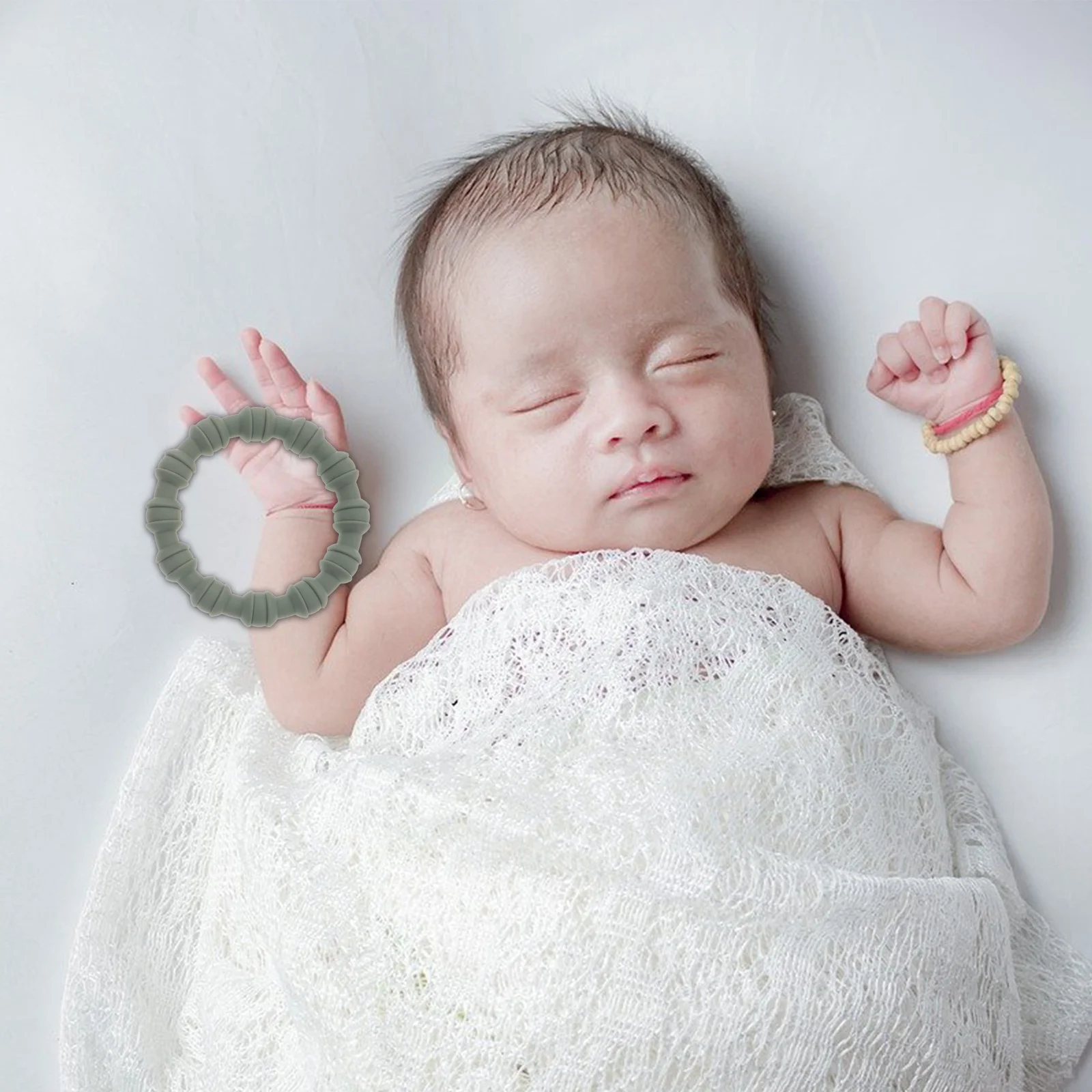 4 szt. Bransoletki gryzaki dla niemowląt, różne kolory, bezpieczne, niezawodne, bezwonne, miękki materiał, łatwa pielęgnacja