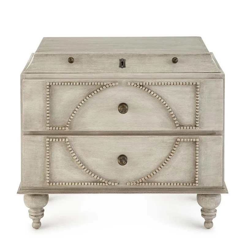 retro solid wood bedside table European solid wood carving rural old master bedroom bedside table