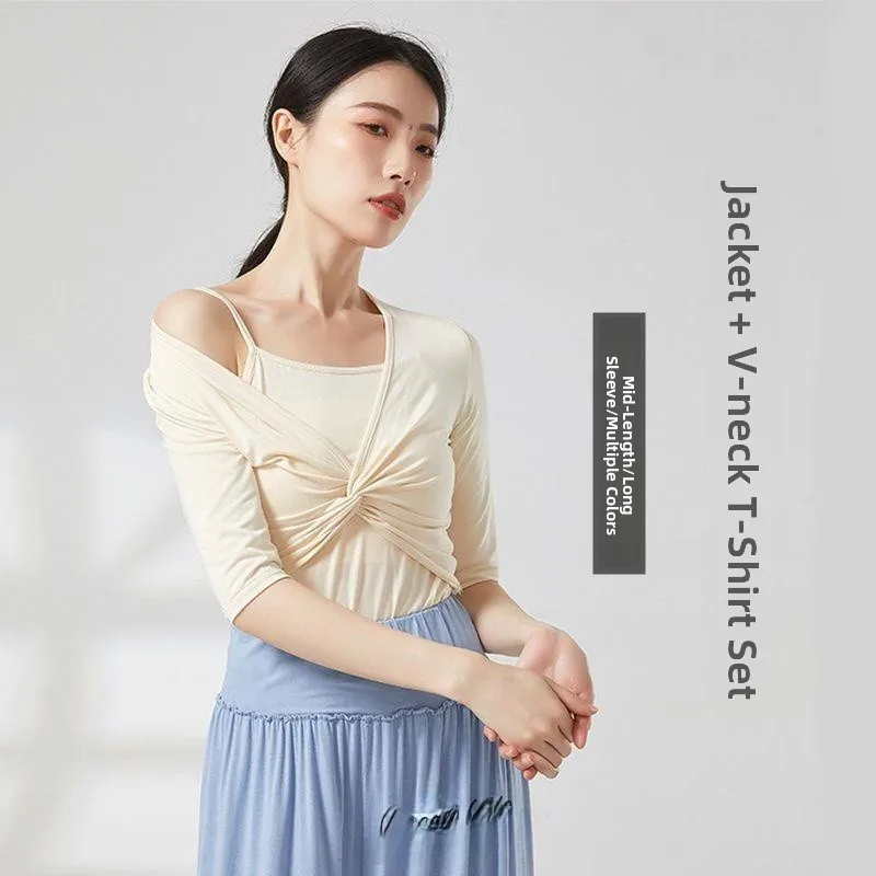 

Modern Classical Dance Practice Suit Long Sve Women's Top Autumn Winter Clothing Set for Dancing Adults Traditional Costume