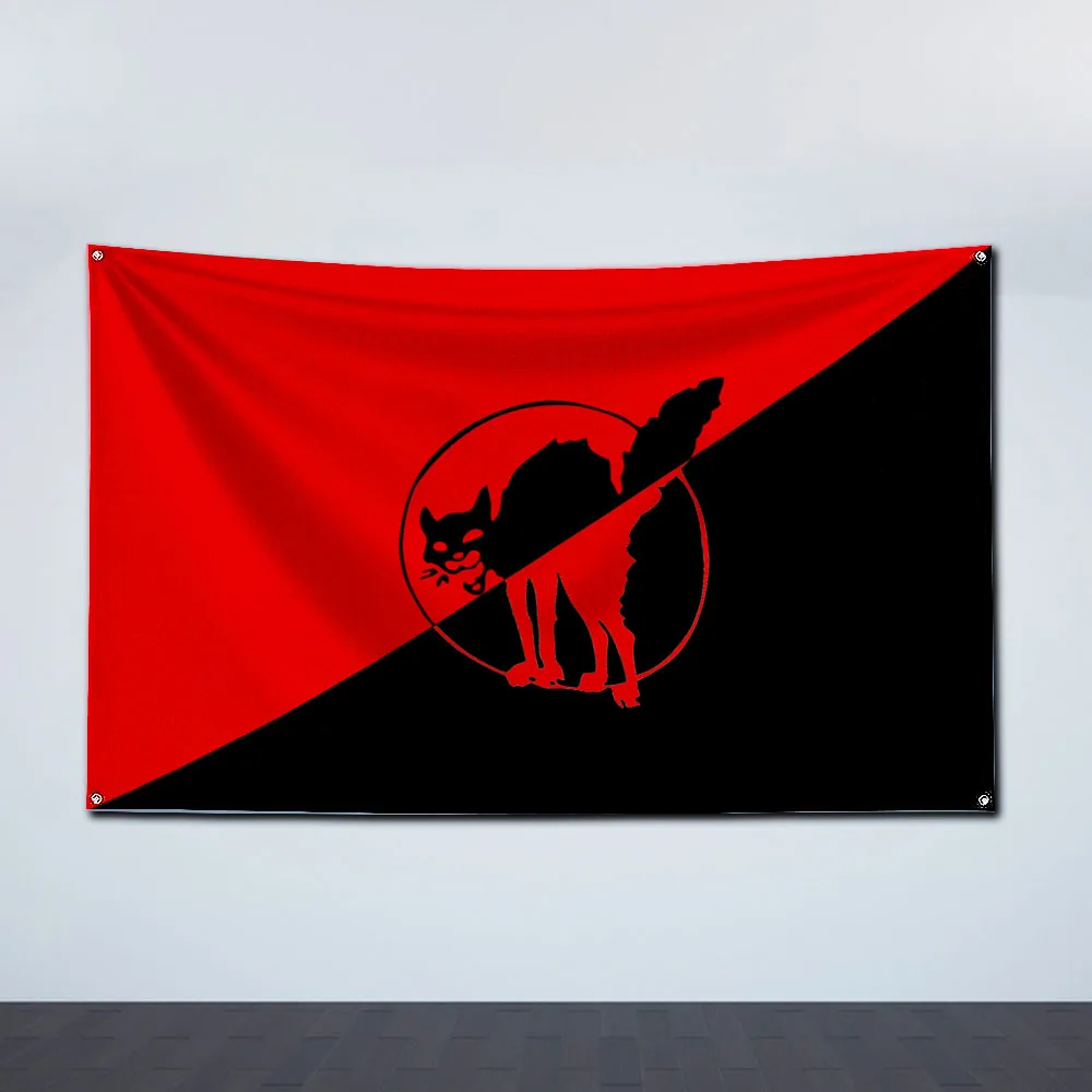 2024 90X150CM Large Size Advertisement Anarchist Black Cats Flag Polyester Printed Anarchy Banner For Decor