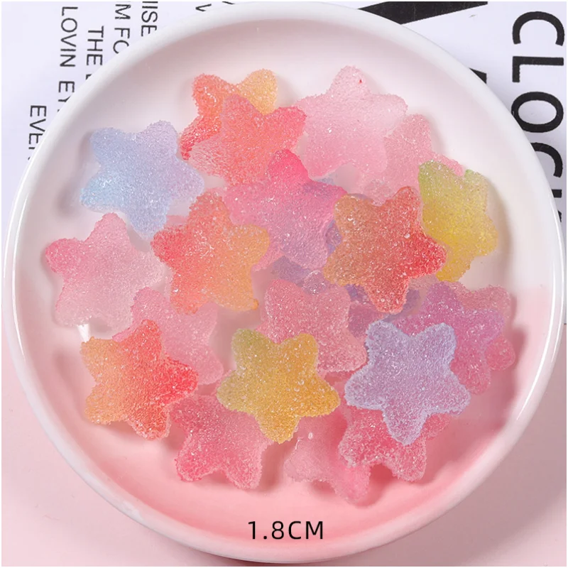 10pcs Sugar Love/Bear/Stars Nail Art Decorations 3D Kawaii Gradient Gummy Bear Nail Charms DIY Manicure Nails Design Accessories