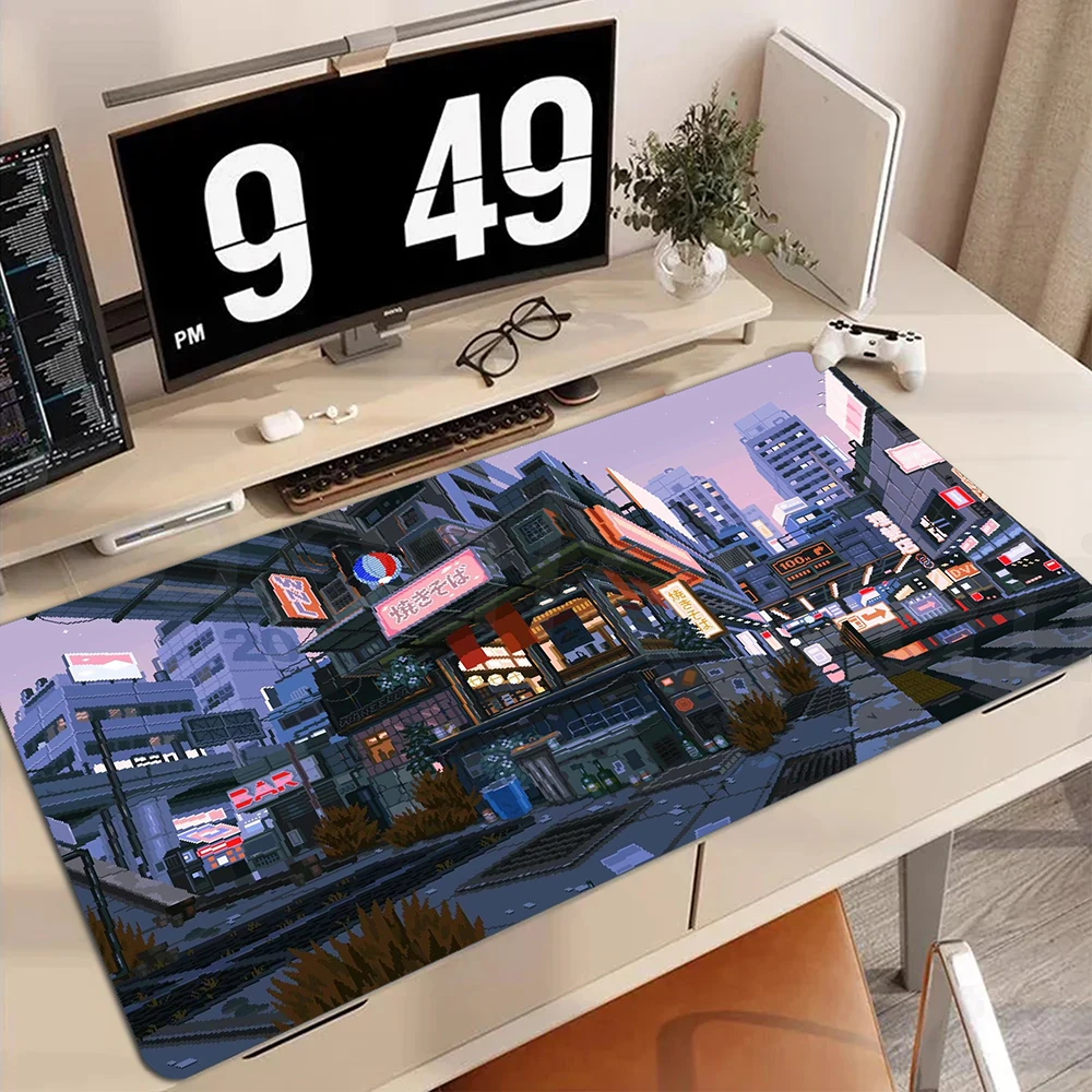 

Neon City Gaming Mousepad Japanese Desk Mat Toky Street Extended Anime Mouse Pad Keyboard Deskmat for Gamers Art Playmat