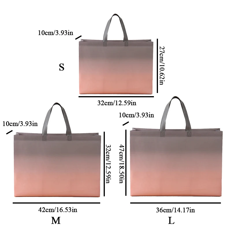 Non-woven Fabric Shopping Bag Grocery Bag Gradient Folding Bag Shopping Pouch Eco Bag Takeaway Bag Waterproof Storage Reusable