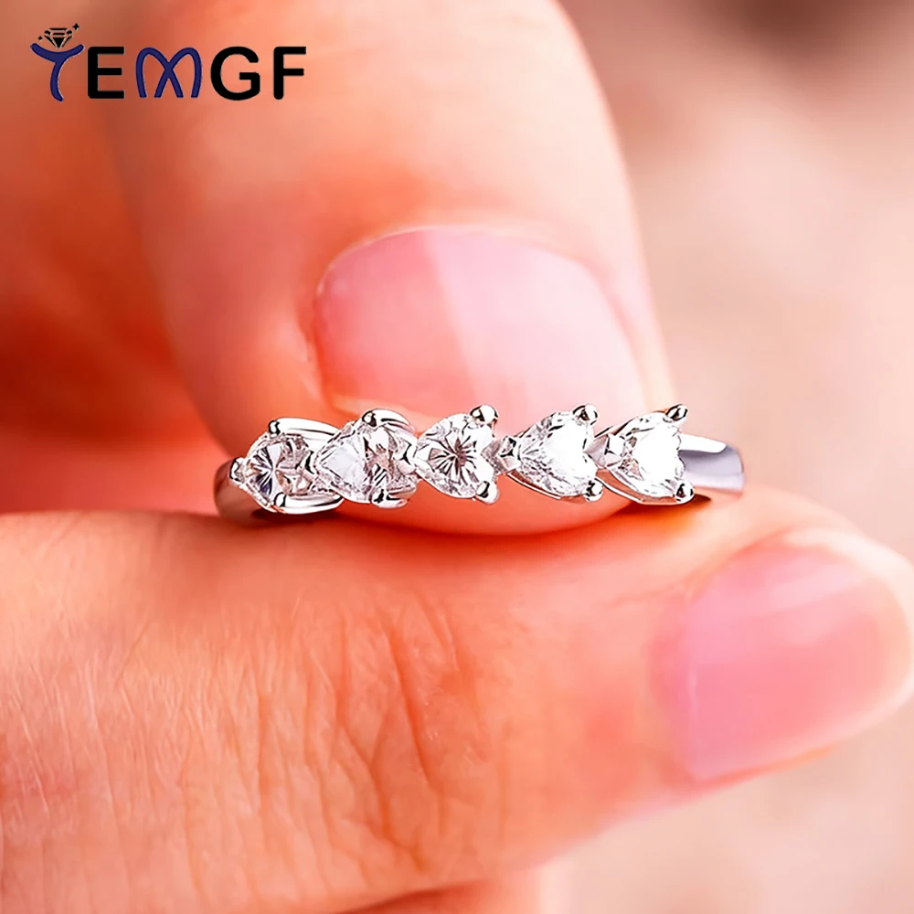 

Кольцо TEMGF с муассанитом в форме сердца 3 мм и кольцом из стерлингового серебра GRA S925 для женщин, сверкающие ювелирные изделия, подарки для пар, любовь