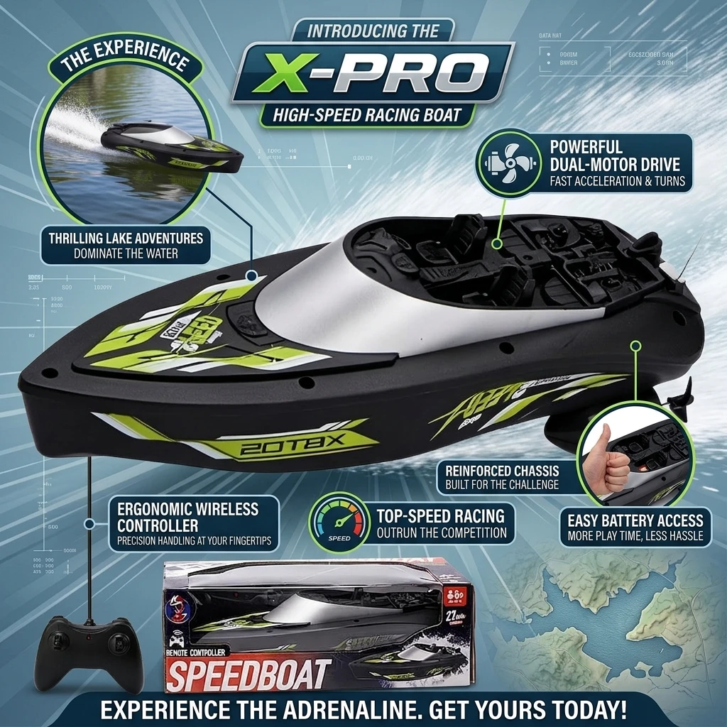 Children's Remote-Controlled Speedboat Toy High-Speed Electric Simulation Ship Model Four Channel Summer Water Play