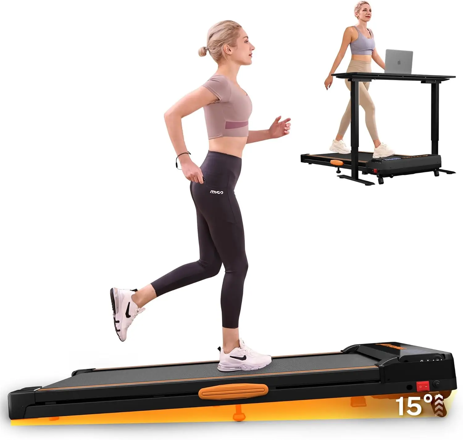 Walking Pad with Incline, Under Desk , Portable Treadmill for Home Office, Walking Pad 4 in 1 Treadmill for