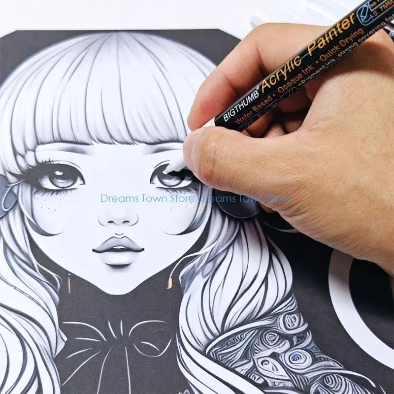 HX6A White Acrylic Pen Painting Pen Marker Lettering Writing Practical Tool Gadget