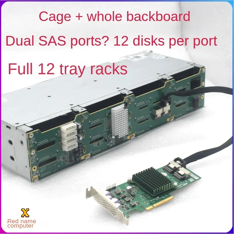 

12 Bay 3.5-Inch Hard Drive Cage, Hot Swappable 8087 Interface D-Type 4Ping Power Supply SAS/SATA Chia
