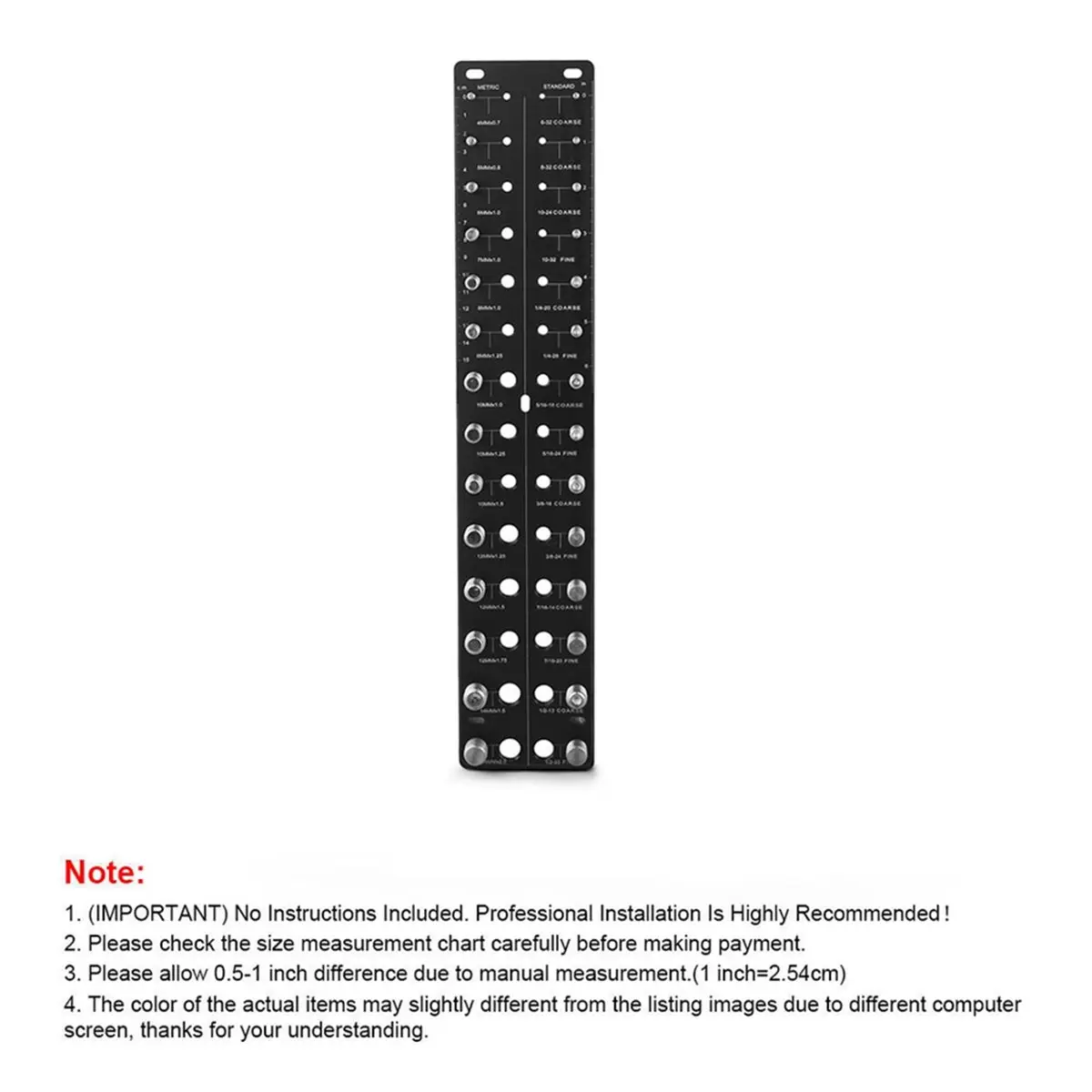 28-Hole Thread Gauge Tool Nut and Bolt Gauge for Metric & Standard Threads Screws Identifier Gauge