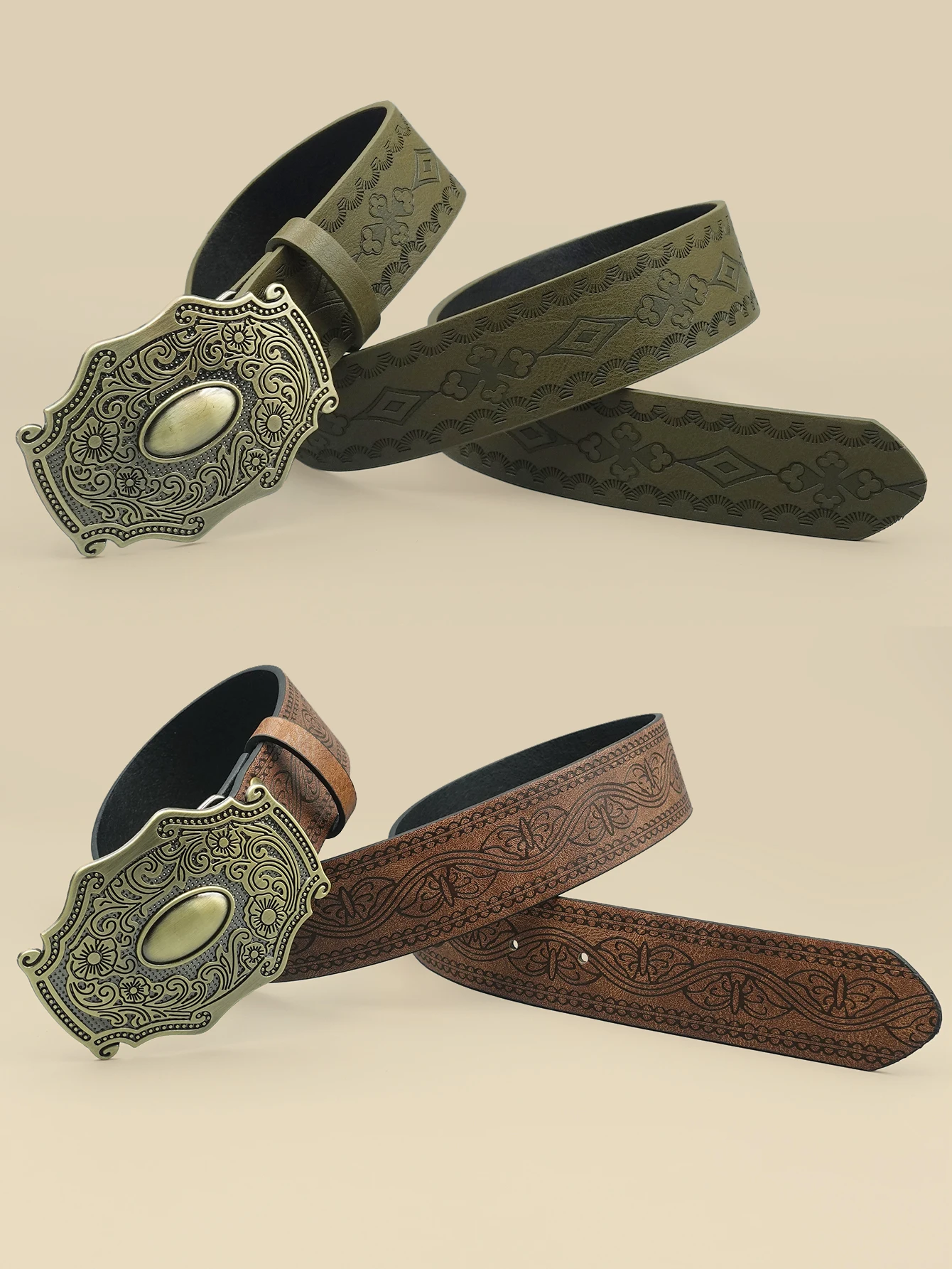 Damenmode-Gürtel im Vintage-Königlichen Stil mit Blumenmuster-Legierungsschnalle – perfekt für den täglichen Weg zur Arbeit und im Urlaub