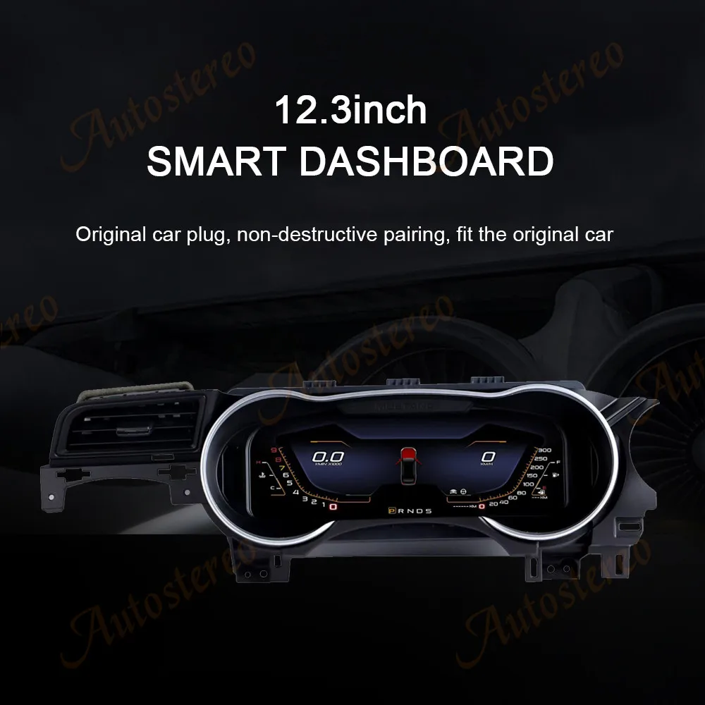 For Ford Mustang 2015 2016 2019 2021 Digital Cluster Virtual Cockpit Car Multimedia Player Dashboard Speed Meter Screen 12.3 LCD