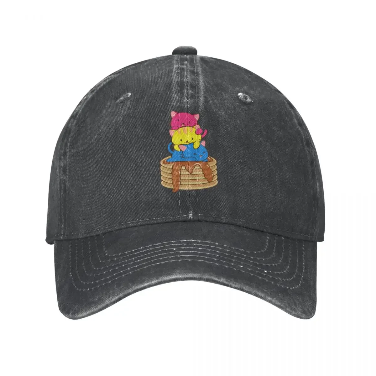 Pansexual Pride Flag Kawaii Cats on Pancakes Cowboy Hat Golf Wear hiking hat Brand Man Caps Mens Caps Women'S