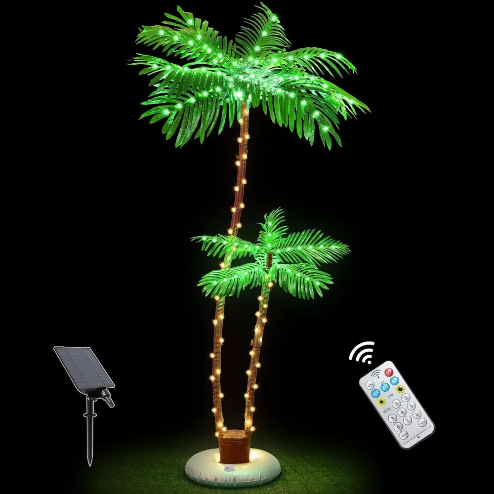 

Solar Lighted Palm Trees for Outdoor Patio, Deck, LED Artificial Tree Lights, Ideal for Tropical Party & Christmas Decor