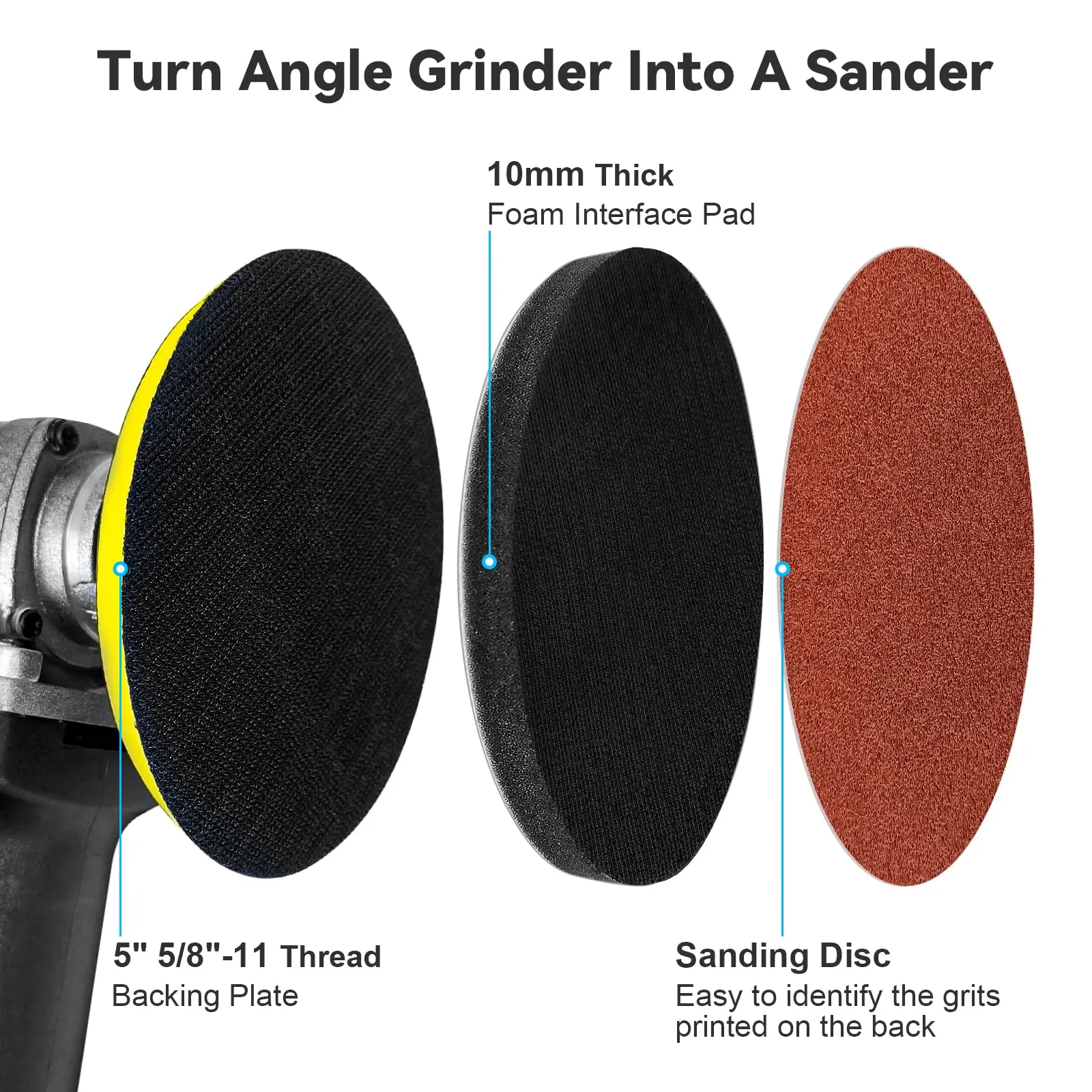 74Pcs Angle Grinder Sanding Disc Hook and Loop Backing Pad with Sanding Discs and Foam Buffering Pads Angle Grinder Attachments