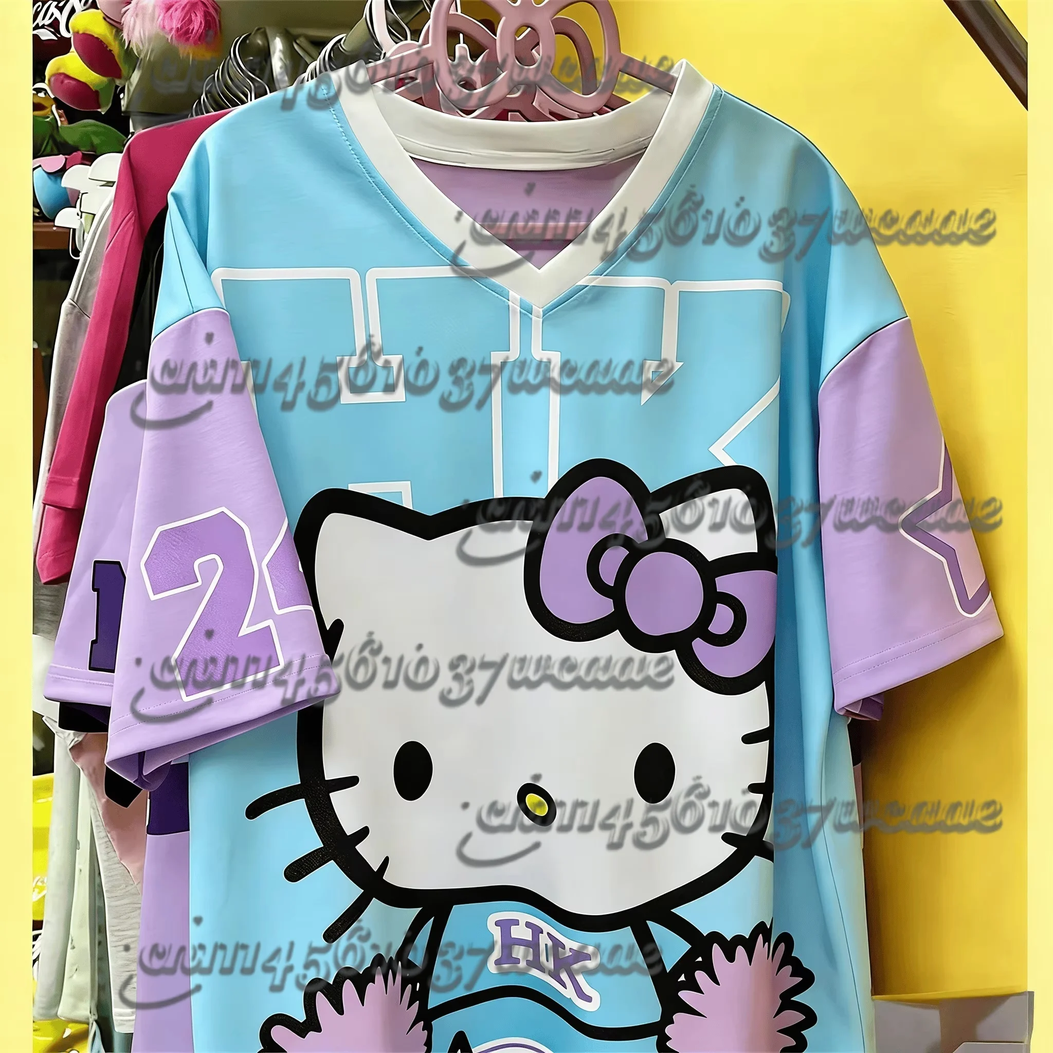 

Hello Kitty T-shirt Printed Loose Cute Cartoon Character Casual Tops Sports Tops Daily Wear Sanrio Gifts Maternity Outfit 2026