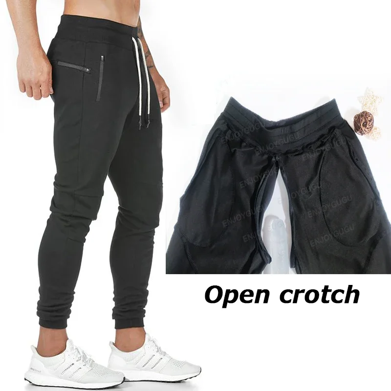 

Open Crotch Pants Penile Hole Zipper Sweatpants Couple Dating Outdoor Sex Trousers Men Fitness Casual Streetwear Exotic Hotpants