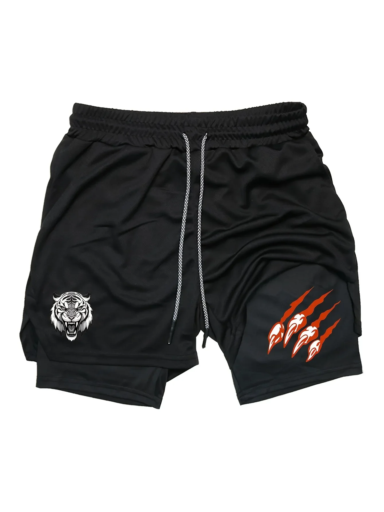 شورت رياضي رجالي سريع الجفاف يسمح بالتهوية سروال تدريب للجري منخفض التمدد تصميم شبكي مطبوع عليه نمر لصيف 2025 #3