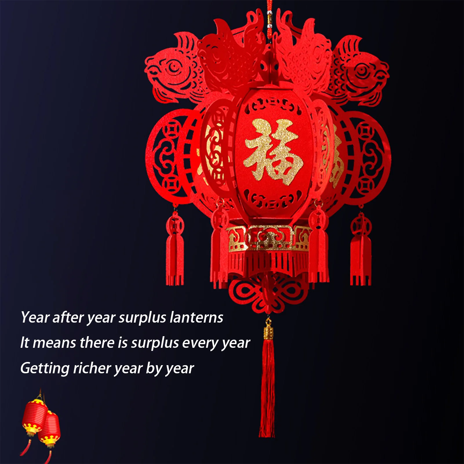 

Spring Festival Pendant Fabric Red Lucky Lantern Pendant For Door Wall Chinese New Year Indoor Outdoor Garden Decoration 2026