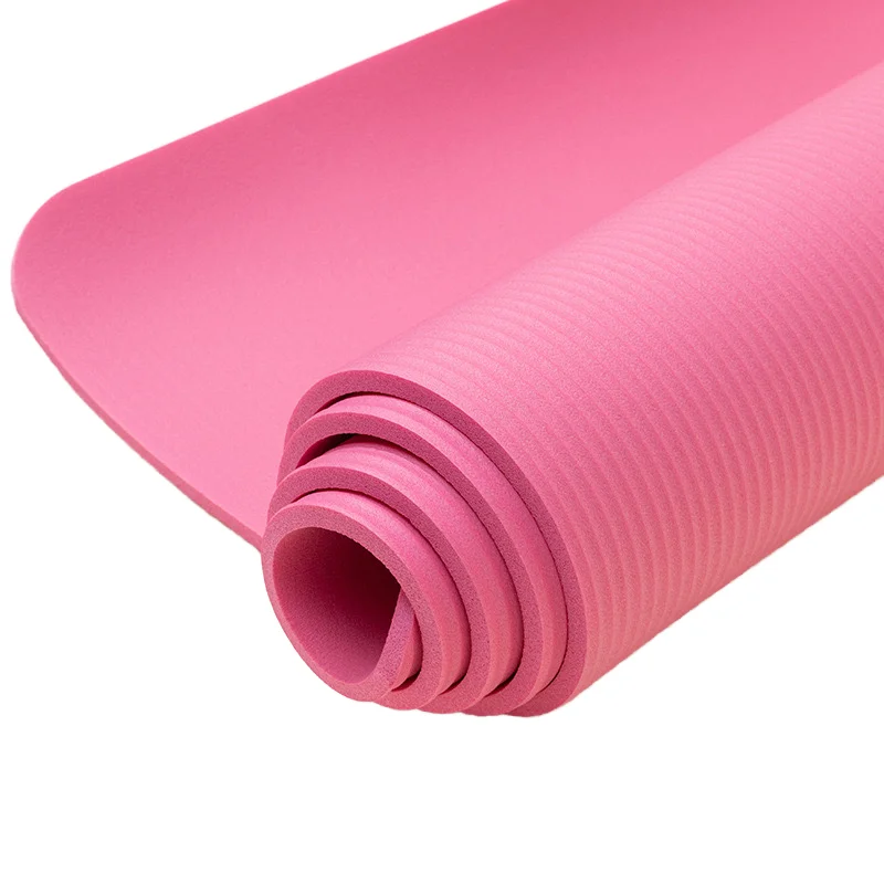 Wholesale Foldable 8mm Thick NBR Yoga Mat, Non Slip Surface Durable Exercise Mat with Carrying Strap for Home Gym Fitness