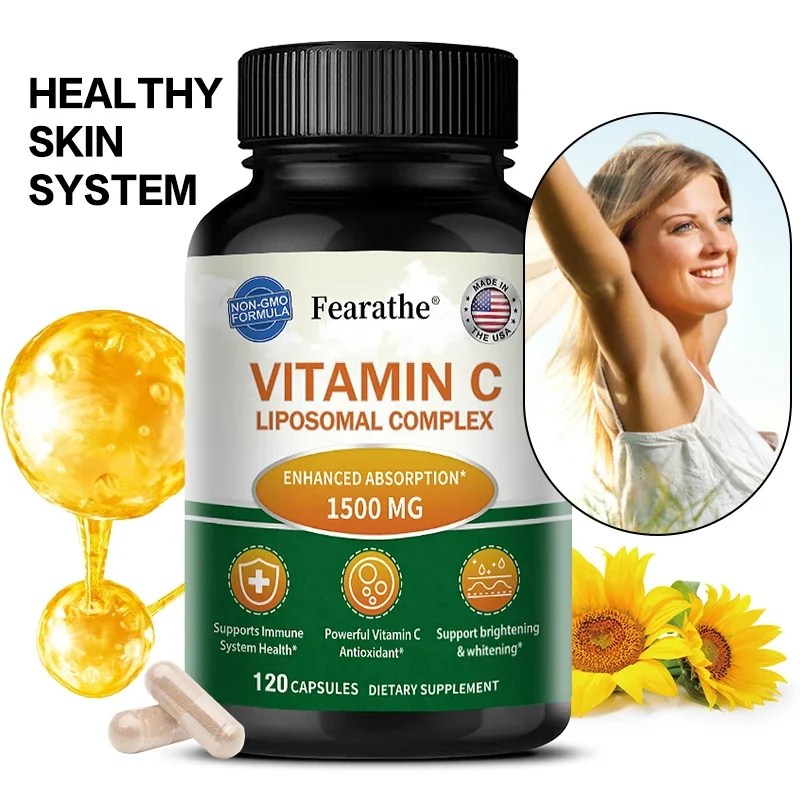 Vitamin C 1500 Mg - Vitamin C Liposomal Dietary Supplement - Non-GMO & Gluten-Free Vegetarian Immunity, Antioxidant, Whitening