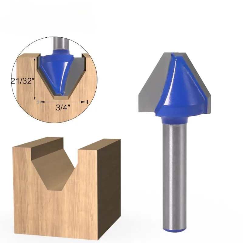 

1Pc 1/4″ 60 Degree Shank V-style Woodworking Tenon Milling Cutter Tool Multifunction Drilling Milling for Wood Carbide Alloy