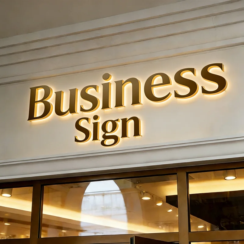 

Custom Business Logo Sign 3D Meta Letter Backlit Letter Signs Outdoor Illuminated Sign for Company Storefront Mall Office