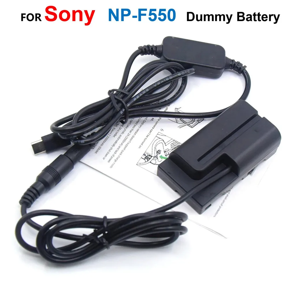 

F750 F960 F970 Coupler NP-F550 Dummy Battery+USB Type-C Power Cable Fit DK-415 For Sony Camera PXW-Z150 and Various Video Lights