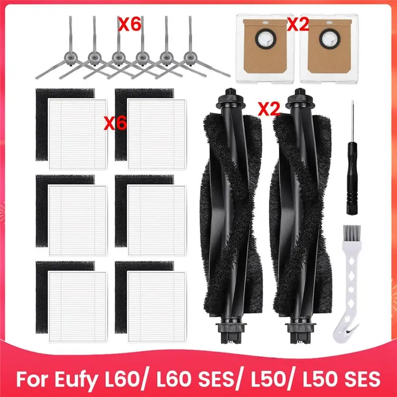 

A24F - Запчасти для робота-пылесоса Eufy L60/ L60 SES/ L50/ L50 SES: основная и боковые щетки, HEPA-фильтр, салфетка для влажной уборки, мешки для сбора пыли