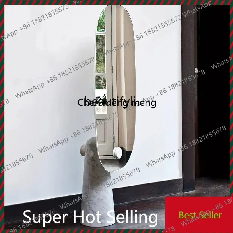 xzzFrench light luxury marble full-body mirror floor mirror modern simple living room full-length mirror