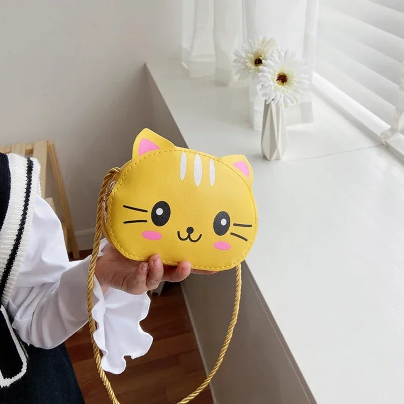 Cute Cat Shoulder Bag Children Crossbody Messenger Bags for Girls Kids PU Leather Small Handbag Cartoon Coin Purse Wallet