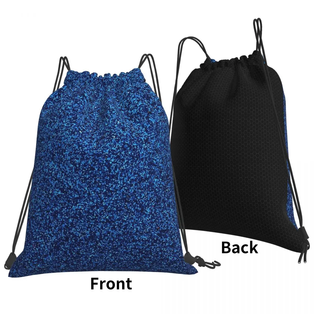 A Little Blue Glitter Backpacks Casual Portable Drawstring Bags Drawstring Bundle Pocket Shoes Bag Book Bags For Travel Students